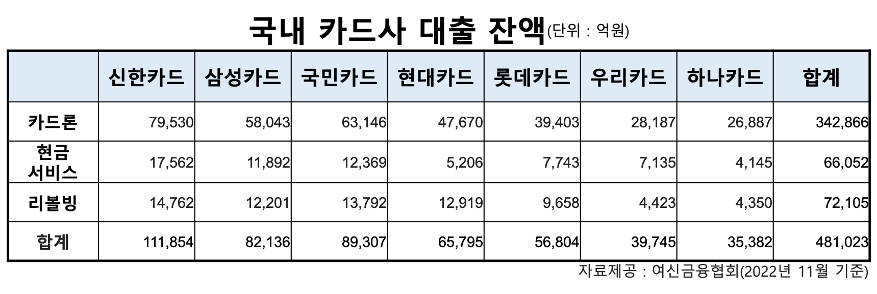 DSR 규제·리스크관리에 카드론 영업 축소…차주 현금서비스·리볼빙 선회
