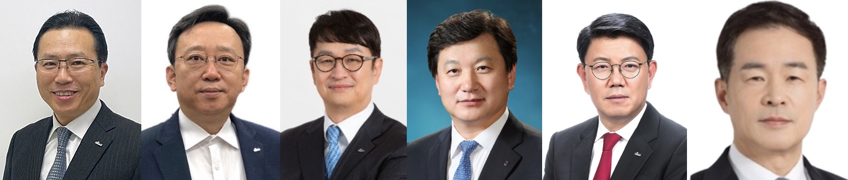 ▲(왼쪽부터)전필환 신한은행 부행장, 정상혁 부행장, 박성현 부행장, 정용욱 부행장, 정운진 신한캐피탈 사장, 이인균 신한금융지주 부사장