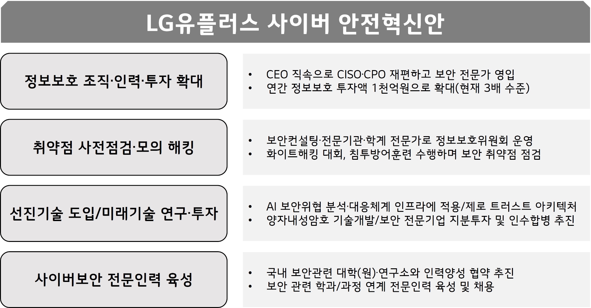 LG유플러스가 발표한 사이버 안전혁신안. 지료=LG유플러스