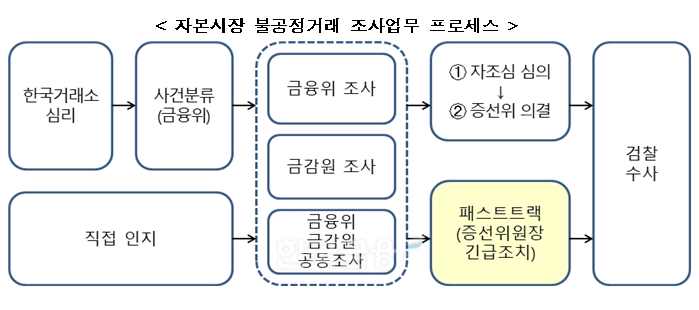 자본시장 불공정거래 조사업무 프로세스(Process·체계)./자료=금융위원회(위원장 김주현)