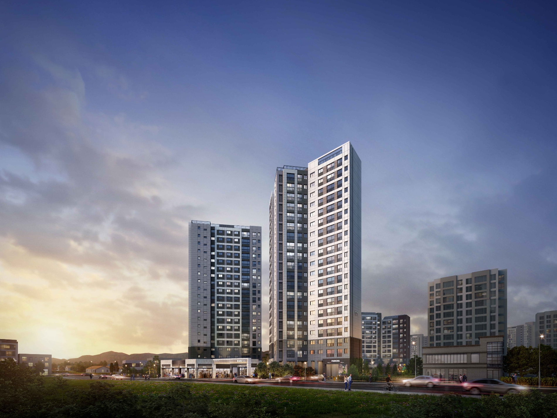 왕길역 금호어울림 에듀그린 단지투시도