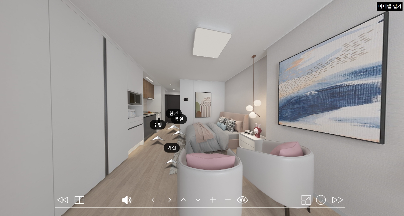 칸타빌 수유팰리스 19㎡AB형 사이버 견본주택 내부 화면 / 사진=칸타빌 수유팰리스 홈페이지