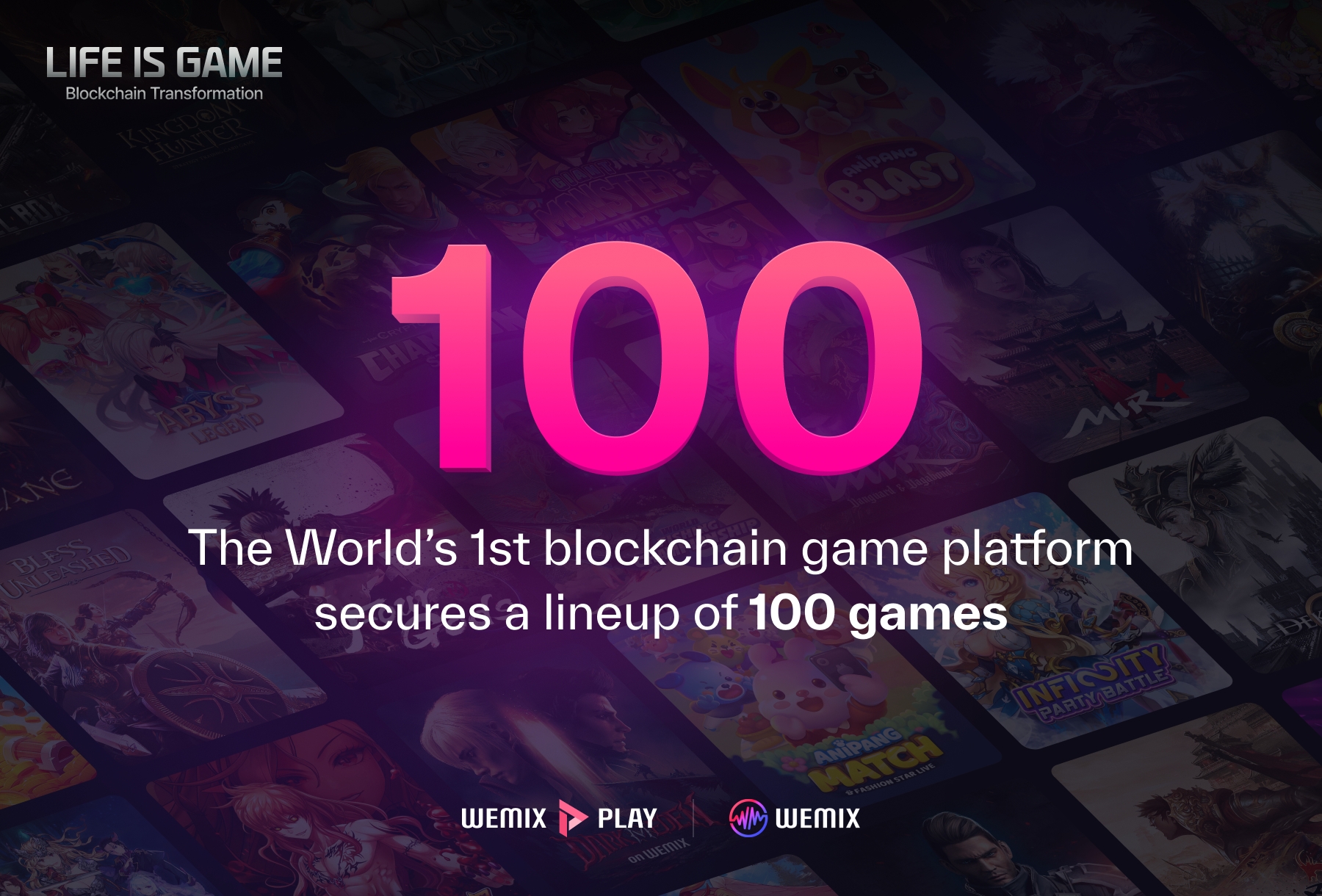 위메이드가 블록체인 게임 플랫폼 '위믹스 플레이' 라인업 100종을 확보했다고 28일 밝혔다. / 사진제공=위메이드 