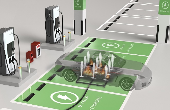 롯데백화점 충전소 소화장치 이미지. 사진제공=EVSIS.