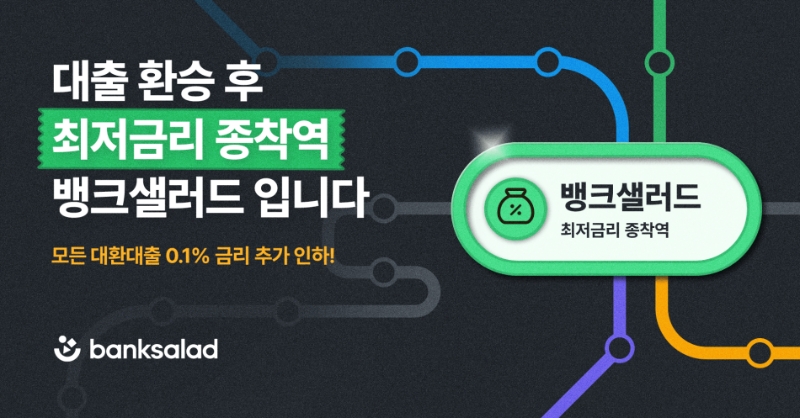 뱅크샐러드가 이달 31일 출시되는 '대출 갈아타기' 서비스 내 모든 상품 금리를 0.1%p 추가 인하한다. 2023.05.26. /사진제공=뱅크샐러드
