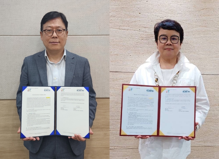 한국핀테크산업협회가 대만핀테크협회와 업무협약을 체결했다. 왼쪽부터 이근주 한국핀테크산업협회 회장과 제클린 차이 대만핀테크협회 회장. /사진제공=한국핀테크산업협회