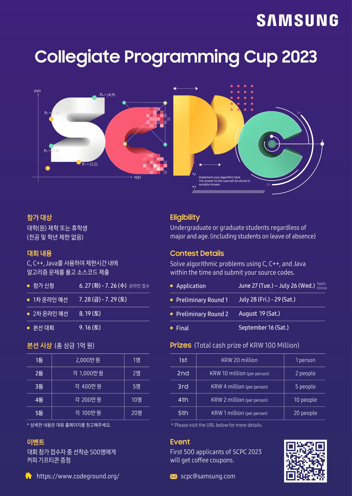 삼성전자가 대학생 프로그래밍 경진대회(SCPC) 참가자를 모집한다. 사진 제공=삼성전자