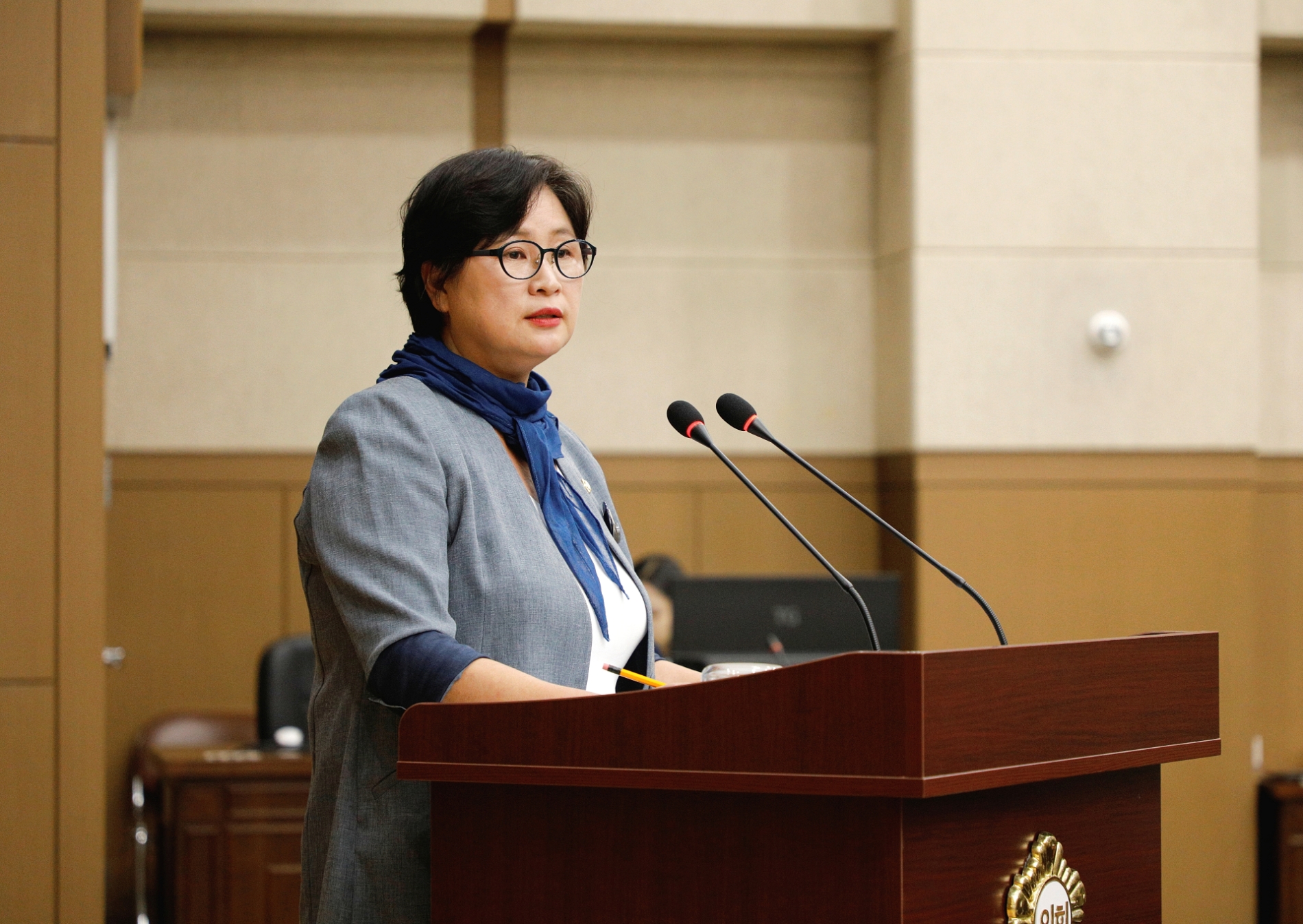 최은하 마포구의원이 구정질문을 진행하는 모숩./사진제공=마포구의회