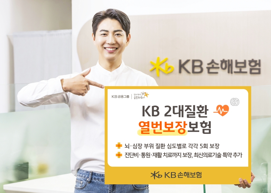 KB손해보험이 뇌, 심장 부위 질환을 단계별로 각각 5회씩 보장하는 'KB 2대질환 열번보장보험'을 출시했다. 사진 제공=KB손해보험