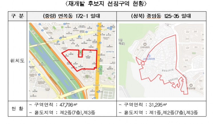 재개발 후보지 선정구역./자료제공=서울시