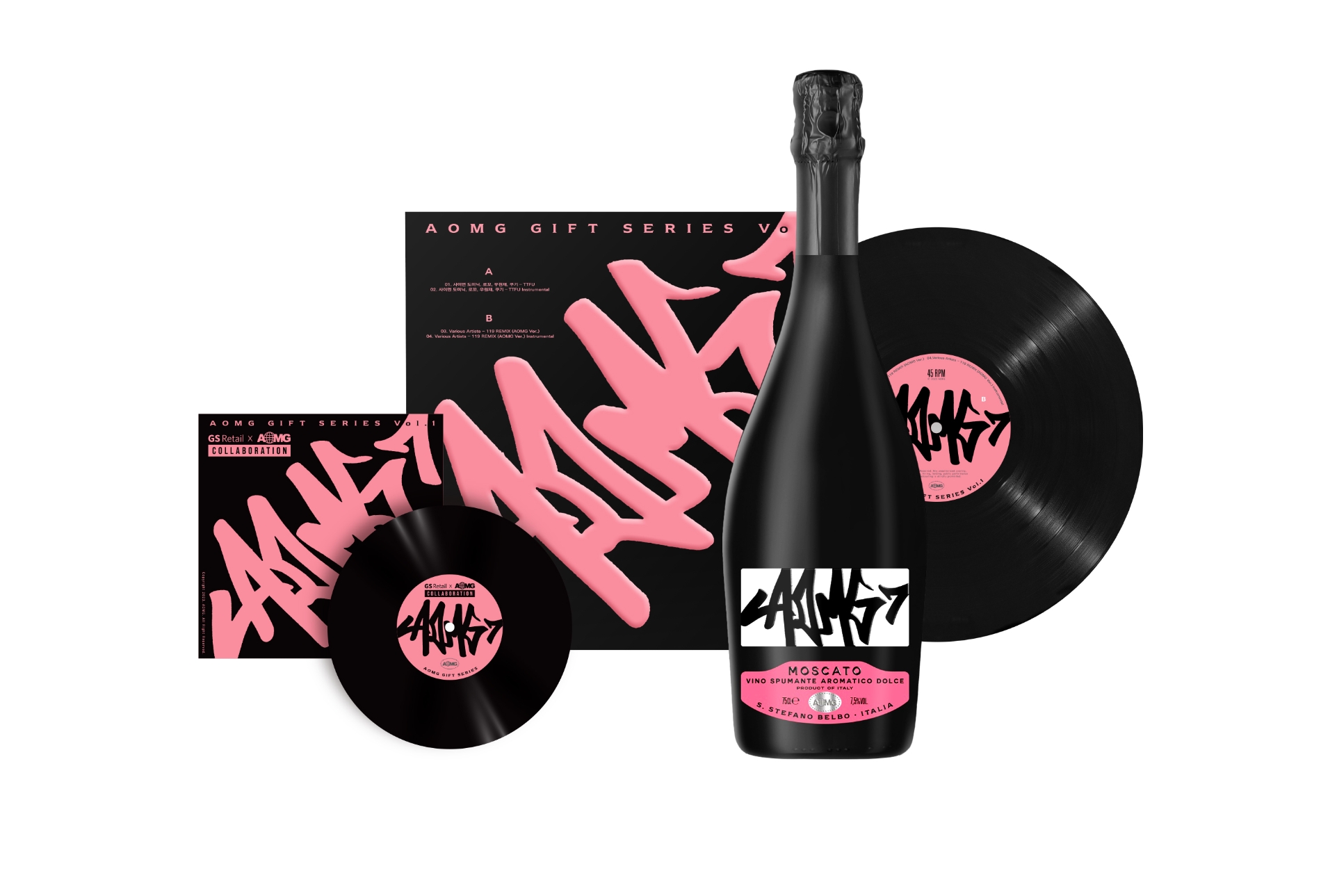 GS25와 AOMG가 손을 잡고 한정판 스파클링 와인을 선보인다. /사진제공=GS리테일