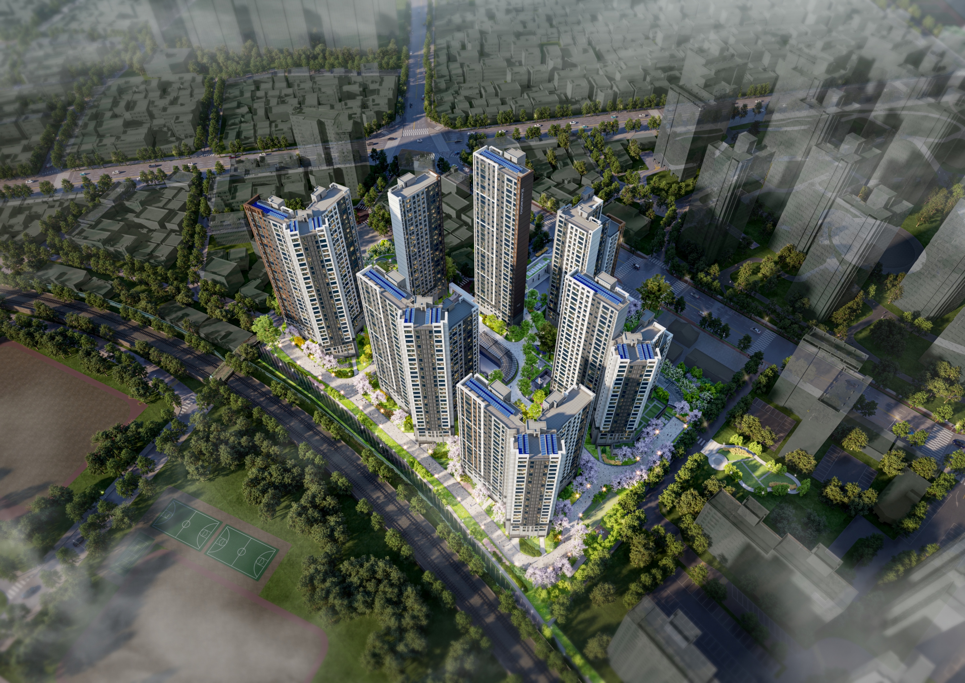 도마 포레나해모로 단지조감도 / 사진제공=한화 건설부문