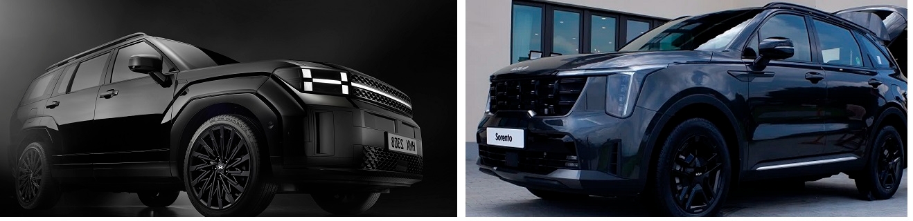 현대 싼타페(왼쪽)과 기아 쏘렌토.