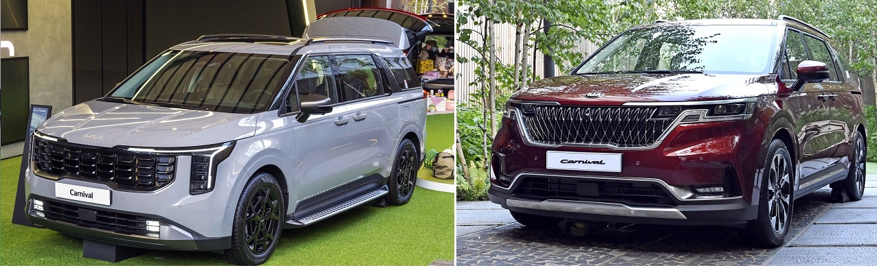 4세대 카니발 페이스리프트(왼쪽)와 4세대 카니발.