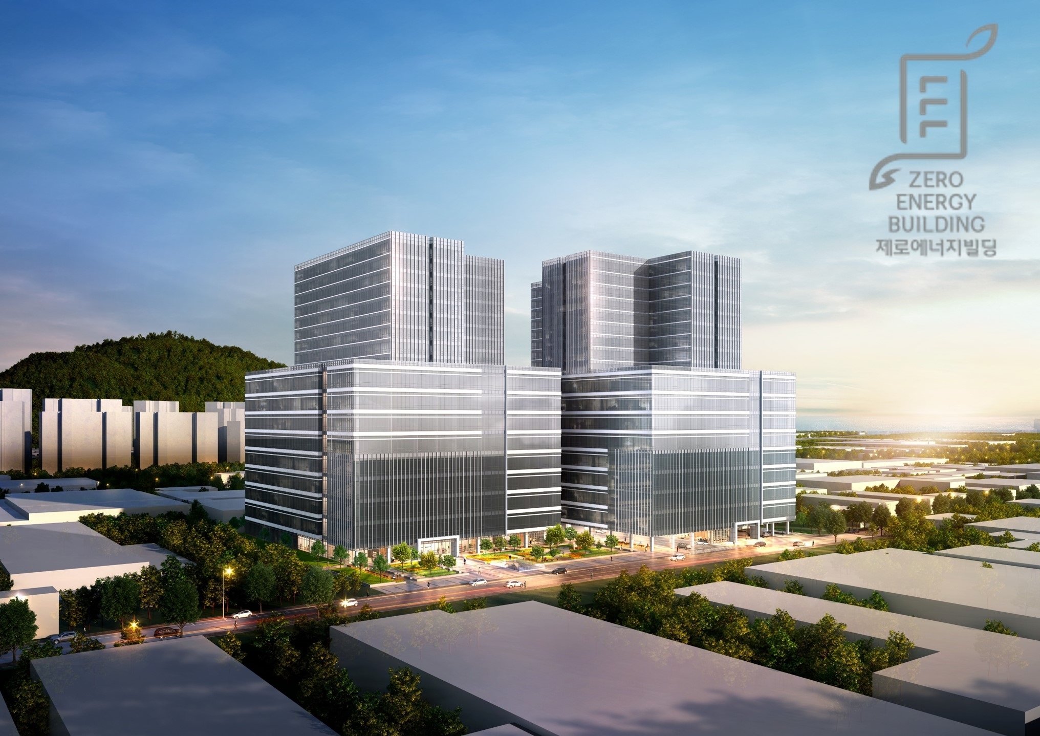 지난 11월 제로에너지건축물 예비인증을 획득한 서부산 SK VI 지신산업센터 조감도 / 사진제공=SK에코플랜트