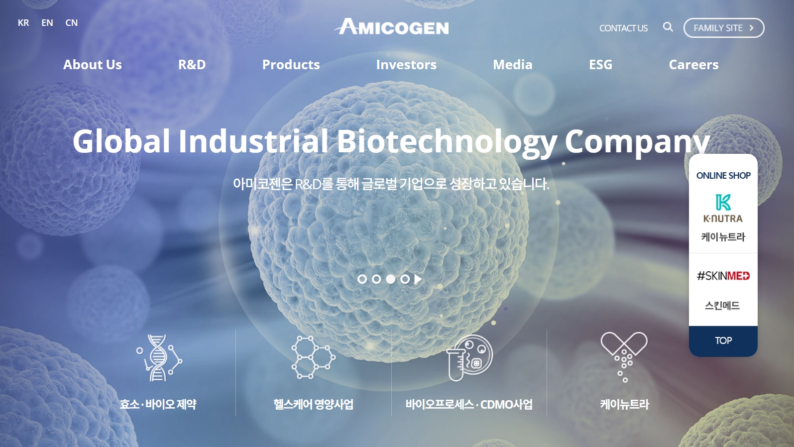 바이오(Bio‧생화학) 의약‧헬스케어(Healthcare‧건강 치유) 소재 전문 기업 ‘아미코젠’(대표이사 박철)이 해외 현지 고객사들과 협업해 병원, 약국 등 다양한 유통망으로 신제품을 출시하는 전 세계 시장 공략에 나섰다./사진=아미코젠 누리집 갈무리