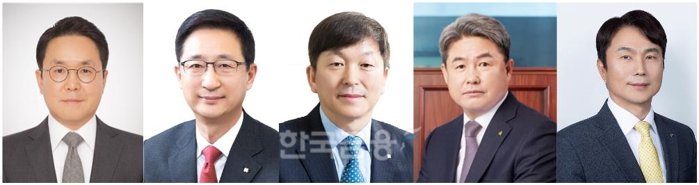 (왼쪽부터) 이문화 삼성화재 대표, 조용일 현대해상 부회장, 이성재 현대해상 사장, 정종표 DB손해보험 대표, 구본욱 KB손해보험 대표./사진=각 사