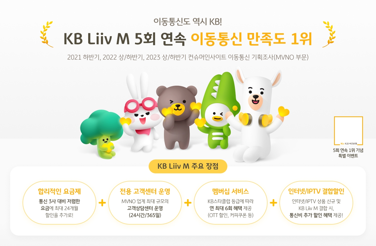 KB국민은행의 KB Liiv M이 고객만족도 조사에서 5회 연속 1위를 기록했다. /사진제공=KB국민은행