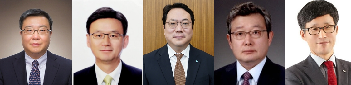 (사진 왼쪽부터) 김영성 KB자산운용 대표, 엄준흠 신영자산운용 대표 내정자, 최승재 우리자산운용 대표, 정경수 DB자산운용 대표, 이두복 흥국자산운용 대표 내정자
