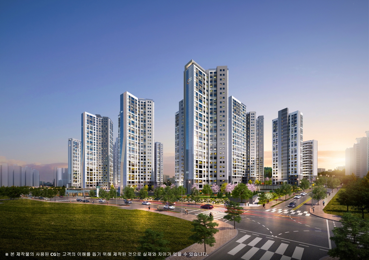 김포 북변 우미린 파크리브 단지투시도