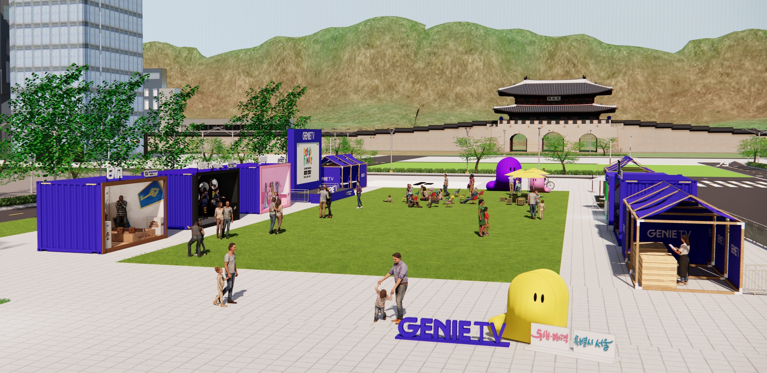 지니 TV 팝업 속 ‘미디어 라운지’ 조감도 이미지. / 사진제공=KT