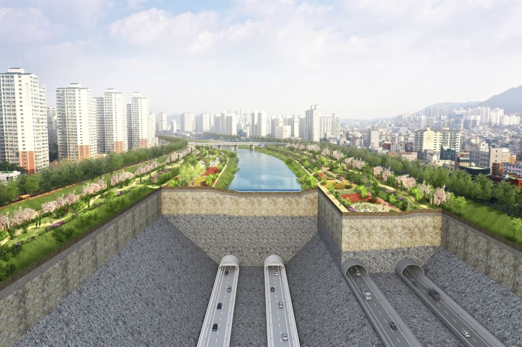 동부간선도로 지하화 사업 조감도 (중랑천 일대) / 사진제공=대우건설