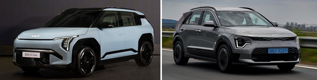 기아 소형 전기SUV EV3(왼쪽)와 니로EV