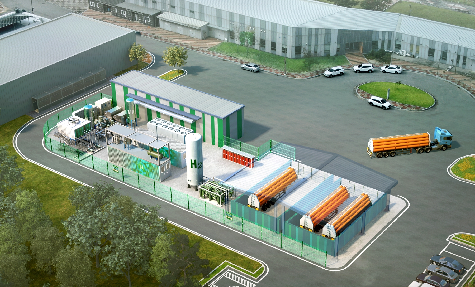 전북 부안 수전해 기반 수소생산기지 조감도./사진제공=현대건설