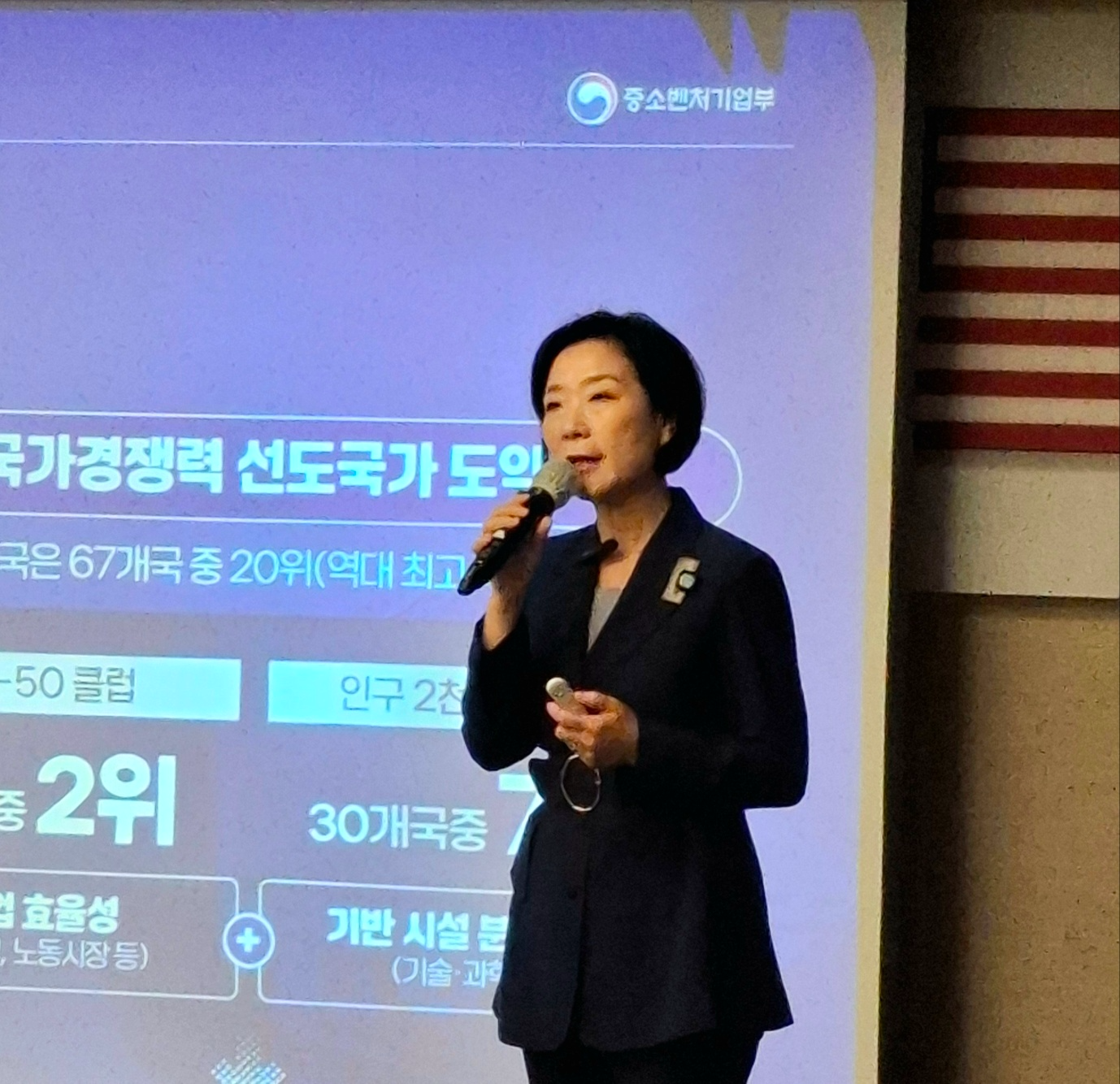 Oh Young-joo, Minister of SMEs and Startups, gives a talk on “Internationalization Strategy of Korean SMEs” at the Korea-America Business Friendship Forum (KABFF) breakfast forum at the Seoul Press Center on the 25th.