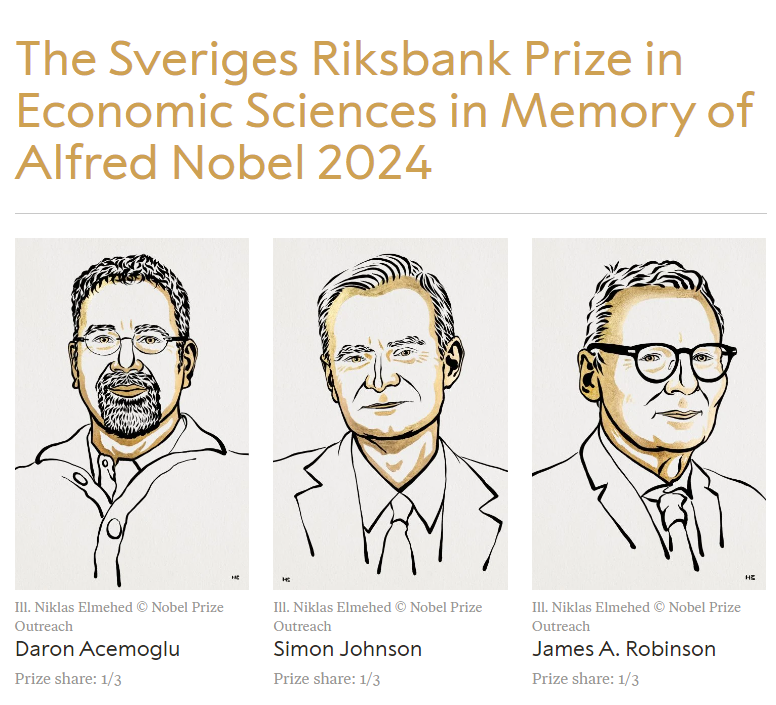 2024년 노벨경제학상 수상자 / 자료출처= The Nobel Prize 홈페이지 일부 캡쳐(2024.10.14)