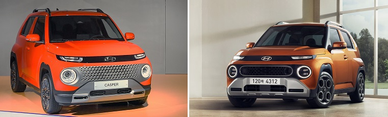 캐스퍼 초기형(왼쪽)과 페이스리프트