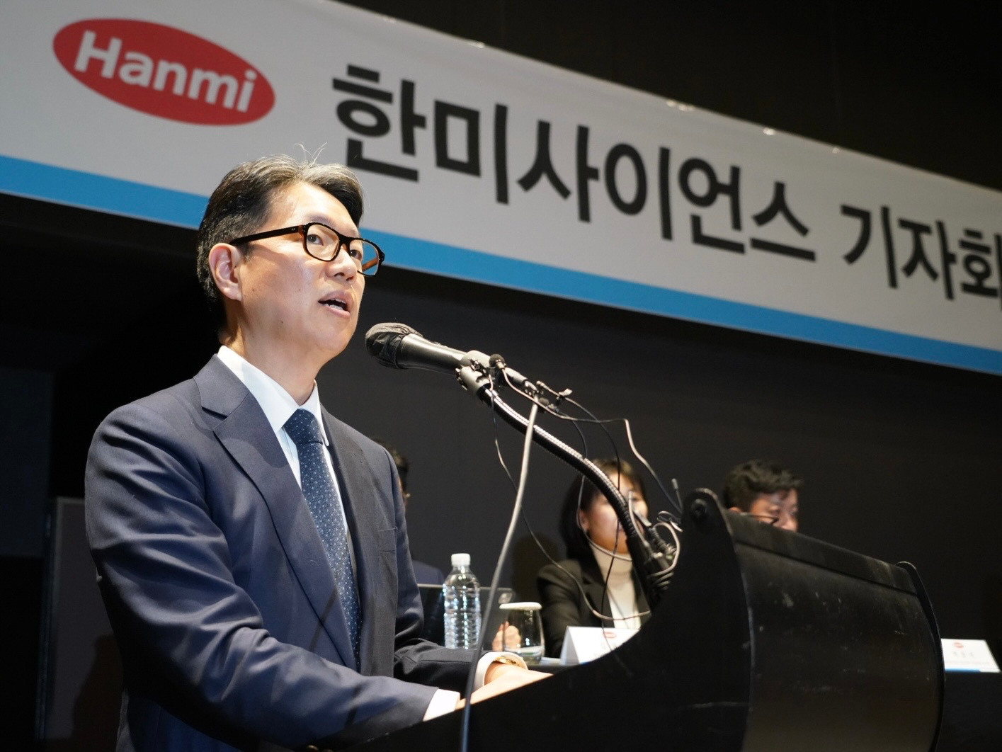 발언 중인 임종훈 대표. /사진제공=한미사이언스