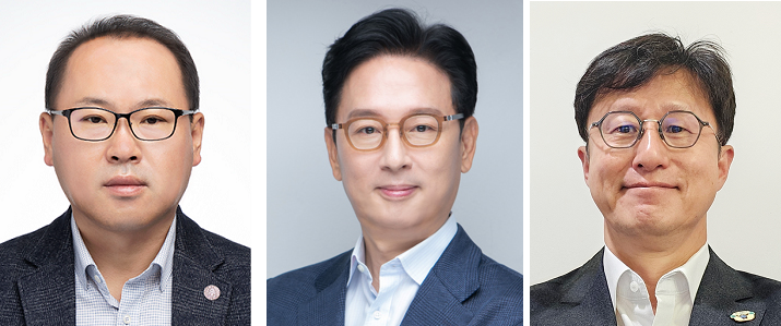 (왼쪽부터) 정덕용 코오롱글로텍 상무, 강이구 코오롱모빌리티그룹 자동차부문 부사장(코오롱베니트 사장 겸임), 코오롱모빌리티그룹 신사업부문 최현석 전무.