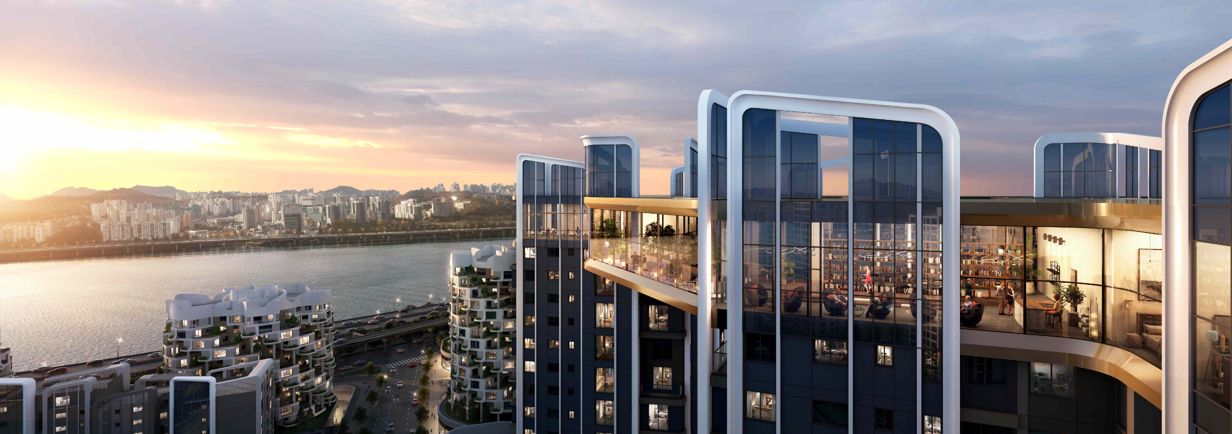 삼성물산이 한남4구역에 제안한 '래미안 글로우힐즈 한남' 커뮤니티 시설에서 바라본 한강 조망 예시도. / 사진제공=삼성물산 건설부문