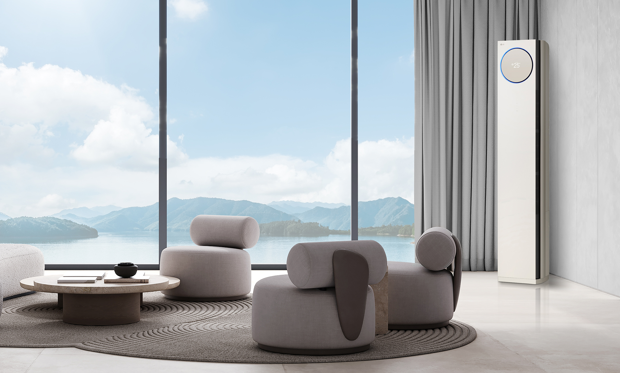 LG전자가 2025년형 LG 휘센 오브제컬렉션 에어컨 신제품을 14일 출시한다. 신제품은 ▲AI음성인식 ▲AI바람 ▲AI홈모니터링 ▲AI열교환기 세척 등 다양한 AI 기능을 탑재한 것이 특징이다. 사진은 ‘LG 휘센 오브제컬렉션 타워I’ 신제품. / 사진=LG전자