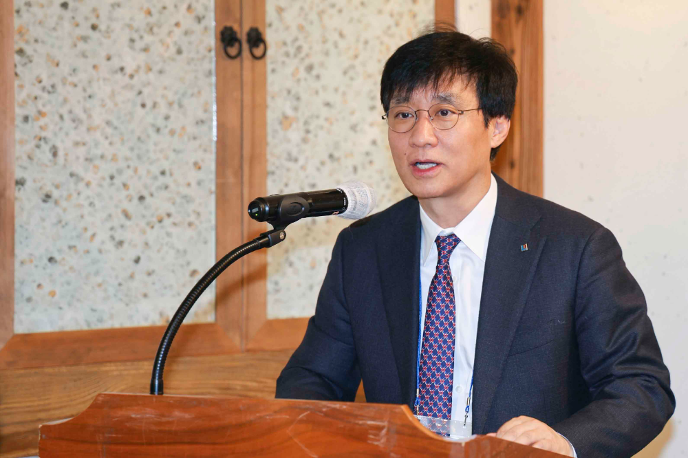 김철주 생명보험협회장이 12일 오전11시30분 서울에서 열린 2025년 신년 기자간담회에서 발언을 하고 있다.(2025.02.12.)./사진제공=생명보험협회