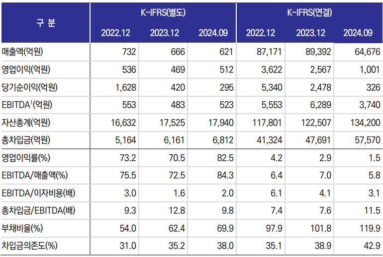 SK디스커버리 주요 재무지표./출처=한국신용평가