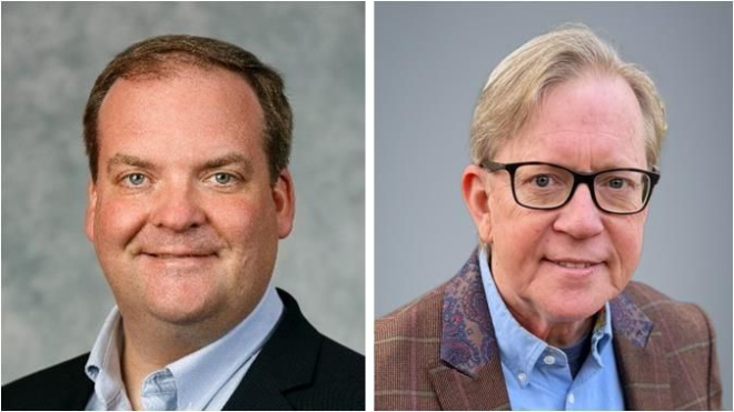 (왼쪽) 생물학 부문 책임자 라이언 크루거 박사, 화학 부문 책임자 스티븐 나이트 박사. /사진=SK바이오팜