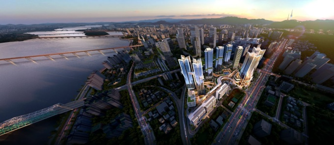 포스코이앤씨가 제안한 용산 정비창전면 제1구역 조감도./사진제공=포스코이앤씨