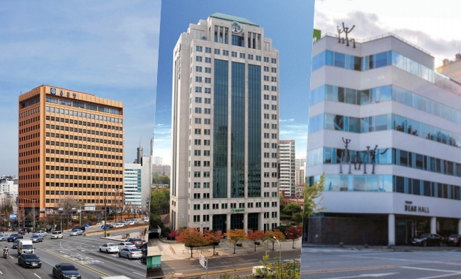 왼쪽부터 종근당, 유한양행, 대웅제약 본사 전경. /사진=각 사