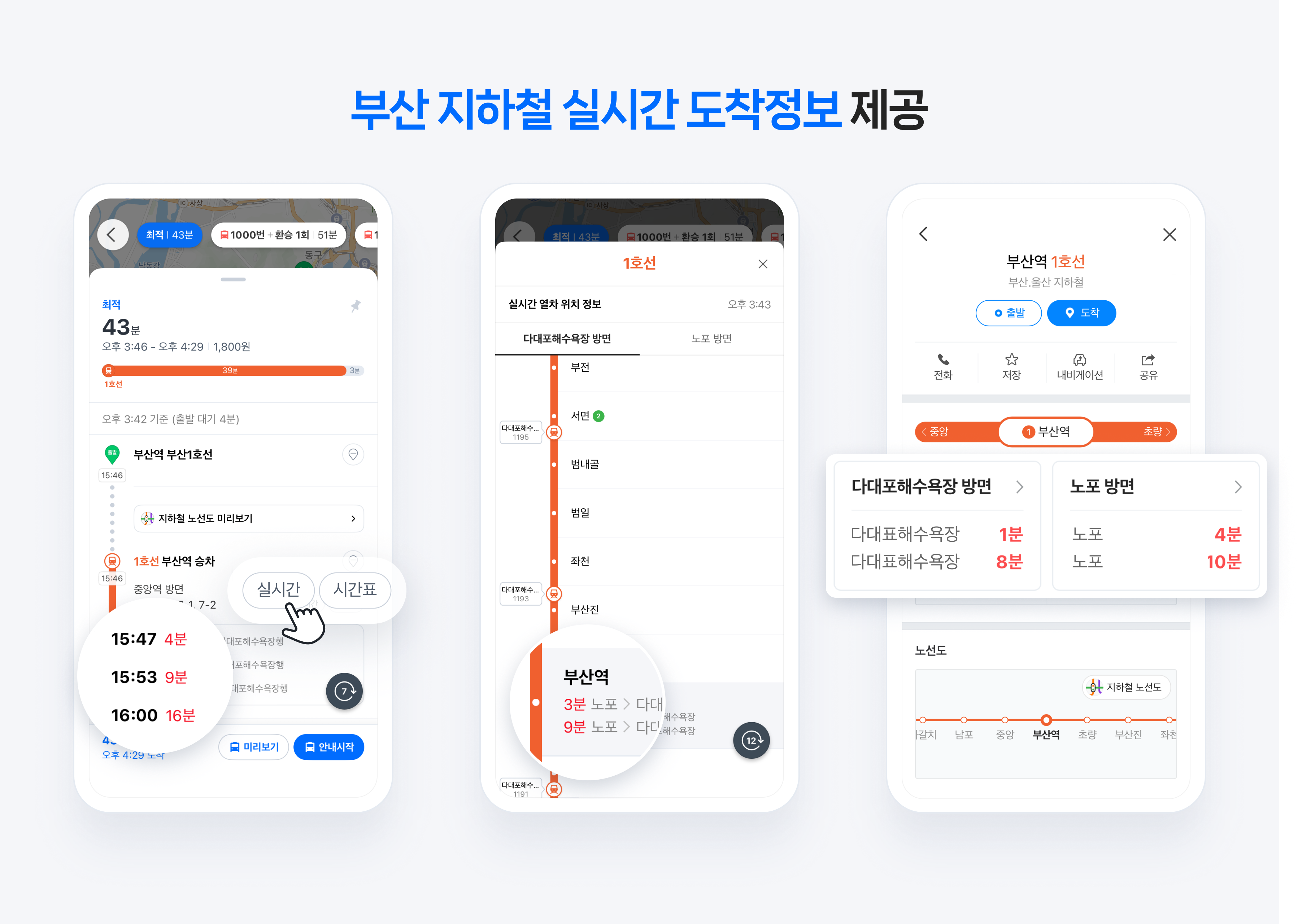 부산 지하철 실시간 도착정보 제공 이미지. / 사진=네이버