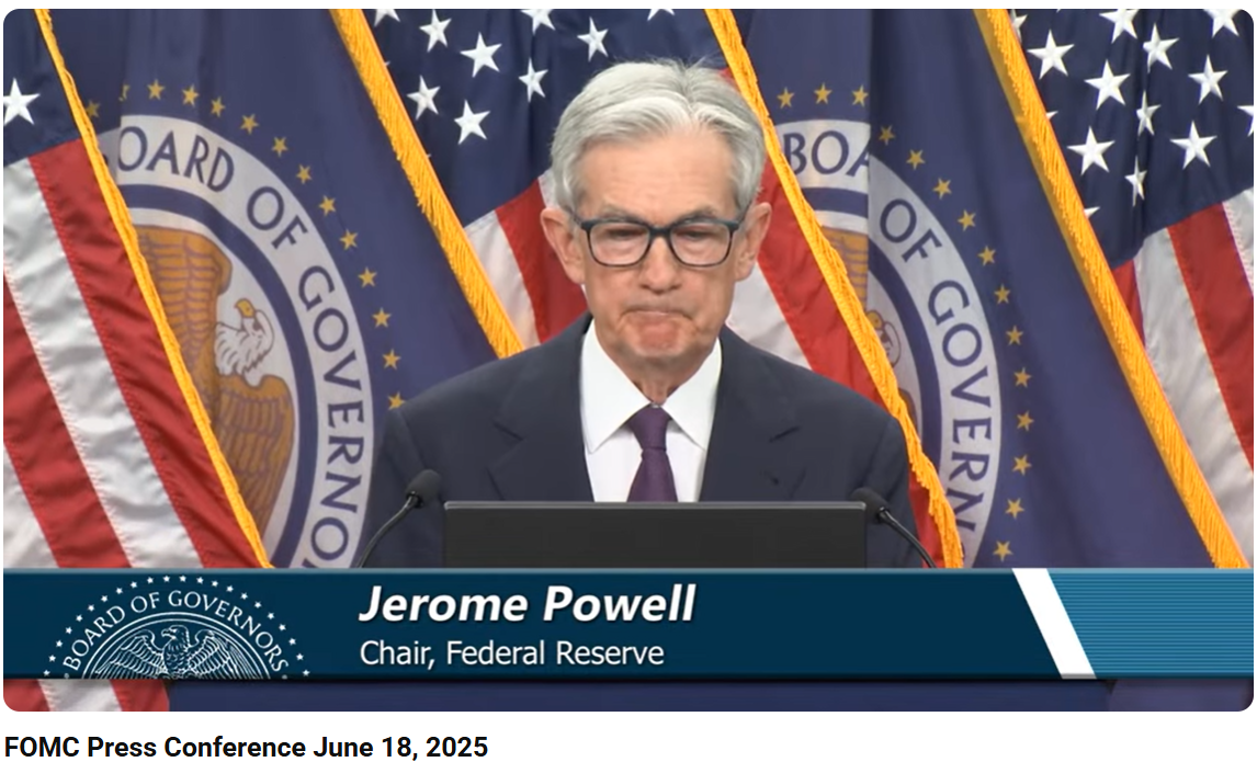 제롬 파월 미국 연준(Fed) 의장 기자회견(2025.06.18) / 사진출처= Federal Reserve 유튜브 채널 갈무리