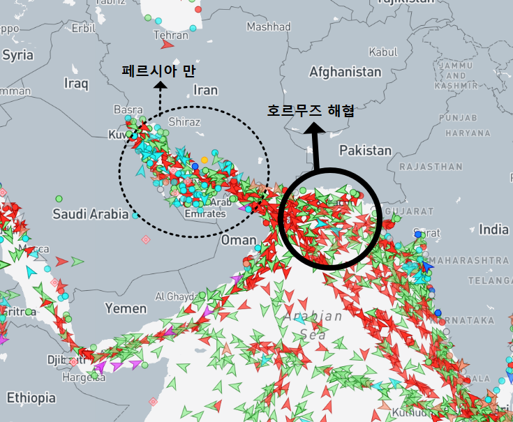페르시아만과 호르무즈 해협. /자료제공=마린트래픽
