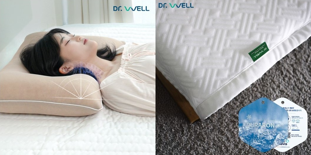 닥터웰에서 신규 론칭한 냉감 경추베개(왼쪽)와 냉감 패드 이미지. ⓒ 닥터웰