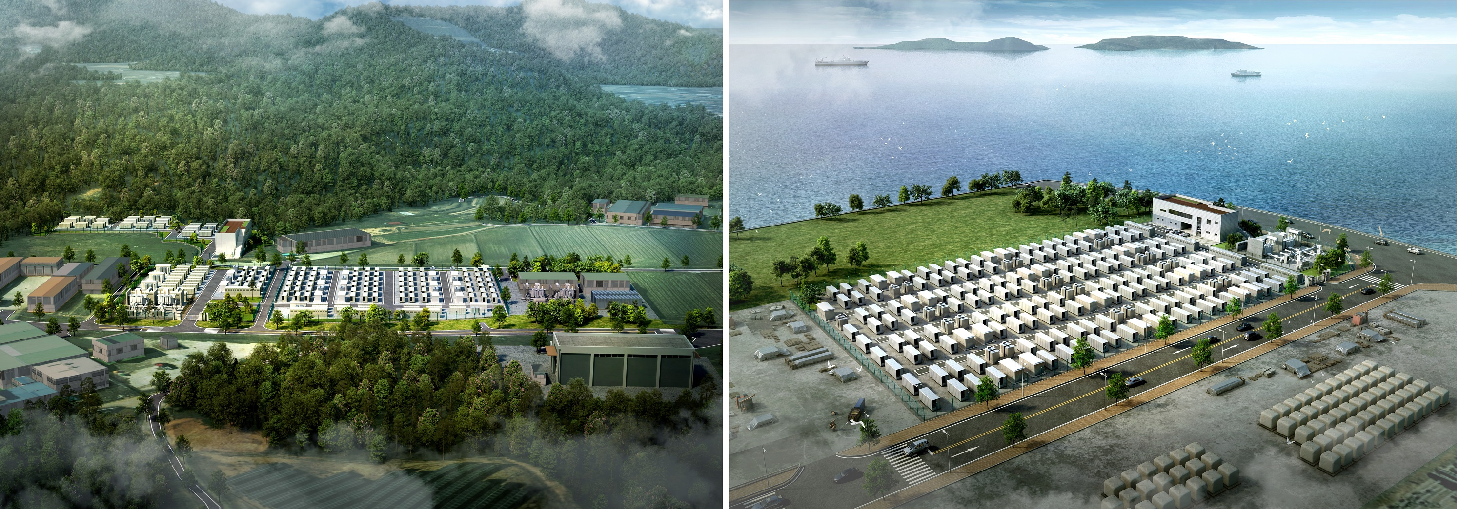 전남 고흥 BESS(왼쪽), 전남 광양 BESS 조감도./사진제공=BS한양