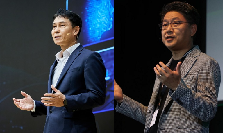 삼성전자 박용인 시스템LSI사업부장(왼쪽)과 한진만 파운드리사업부장.