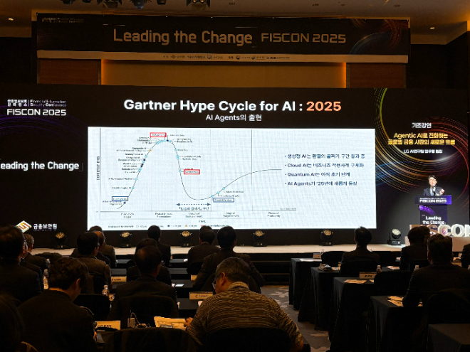임우형 LG AI 연구원장이 'Agentic AI로 진화하는 글로벌 금융 시장의 새로운 흐름'을 주제로 기조강연을 하고 있다. / 사진=우한나 기자