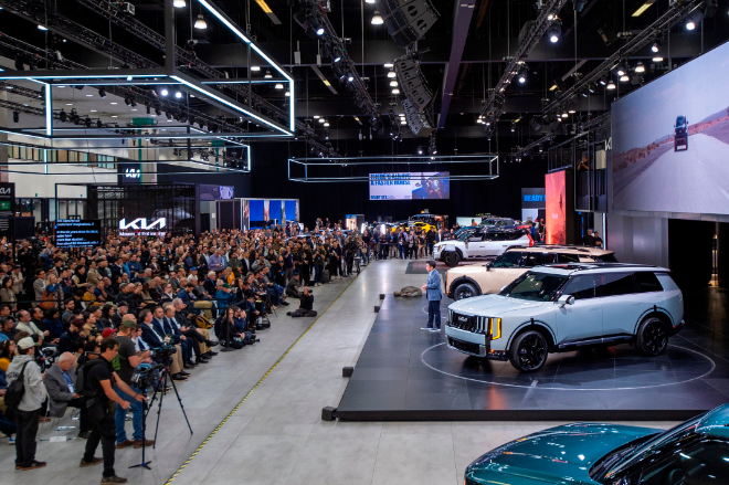 기아 LA오토쇼 신형 텔루라이드 공개 현장. / 사진=기아