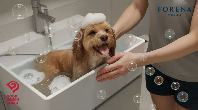 ‘2025 굿 디자인 어워드’ 에서 수상한 한화 건설부문의 ‘반려동물 세정대’./자료제공=한화 건설부문