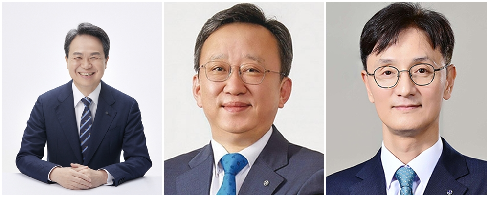 (왼쪽부터) 진옥동 신한금융그룹 회장, 정상혁 신한은행장, 이선훈 신한금융투자 대표 / 사진제공 = 신한금융지주